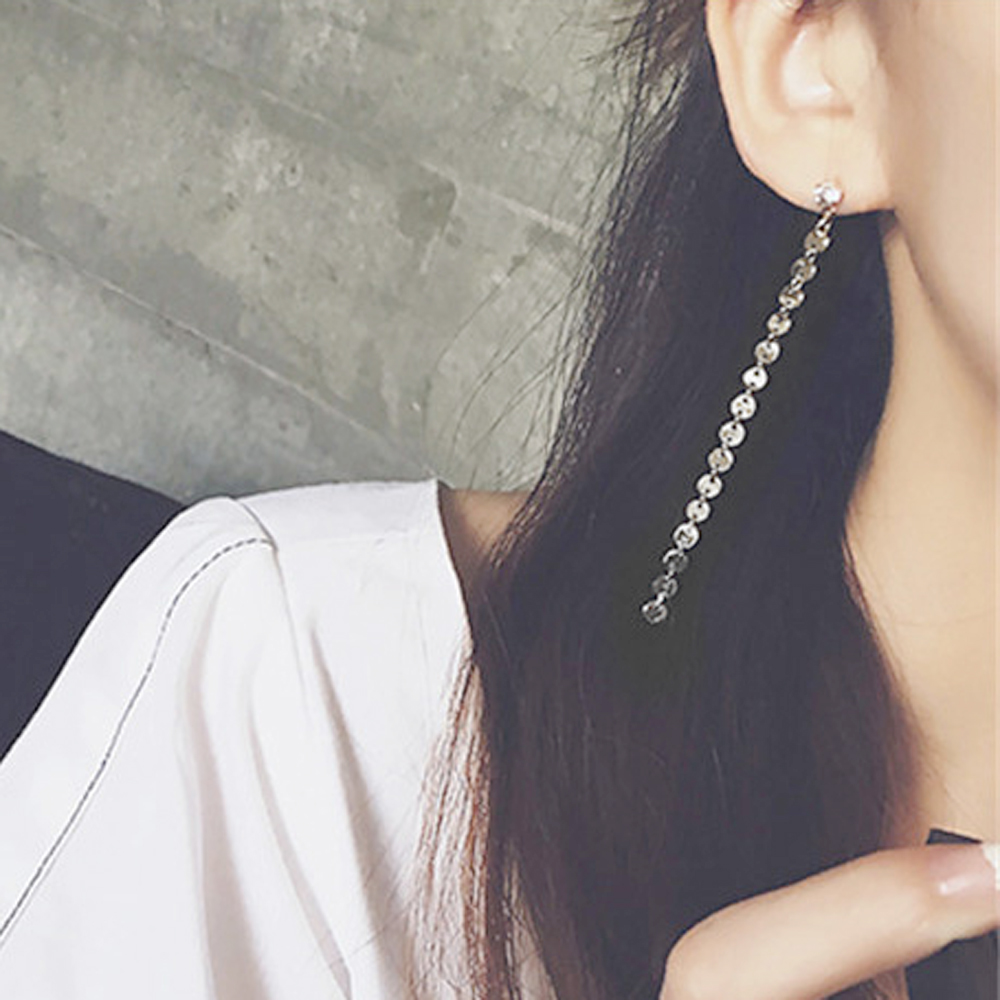 [ER305]미니 라운드볼 체인 롱귀걸이