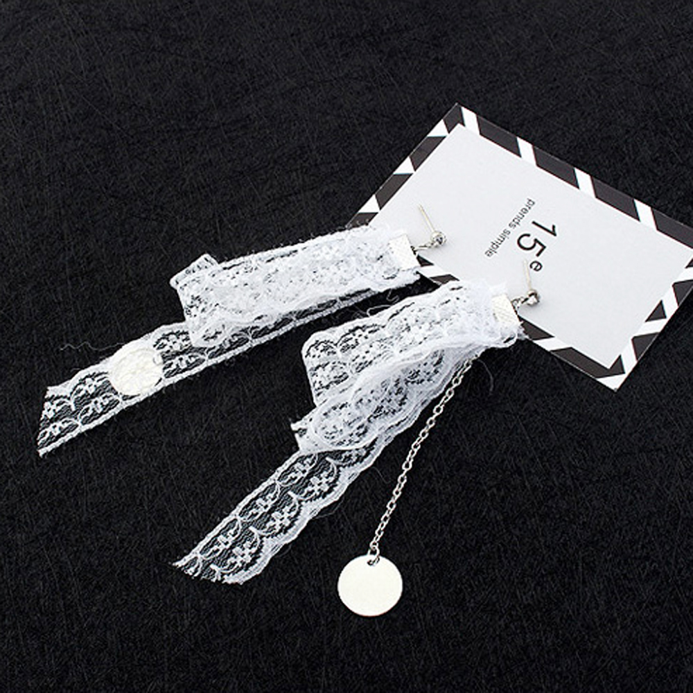 [ER129]수입보세 레이스 자수 포인트 롱귀걸이