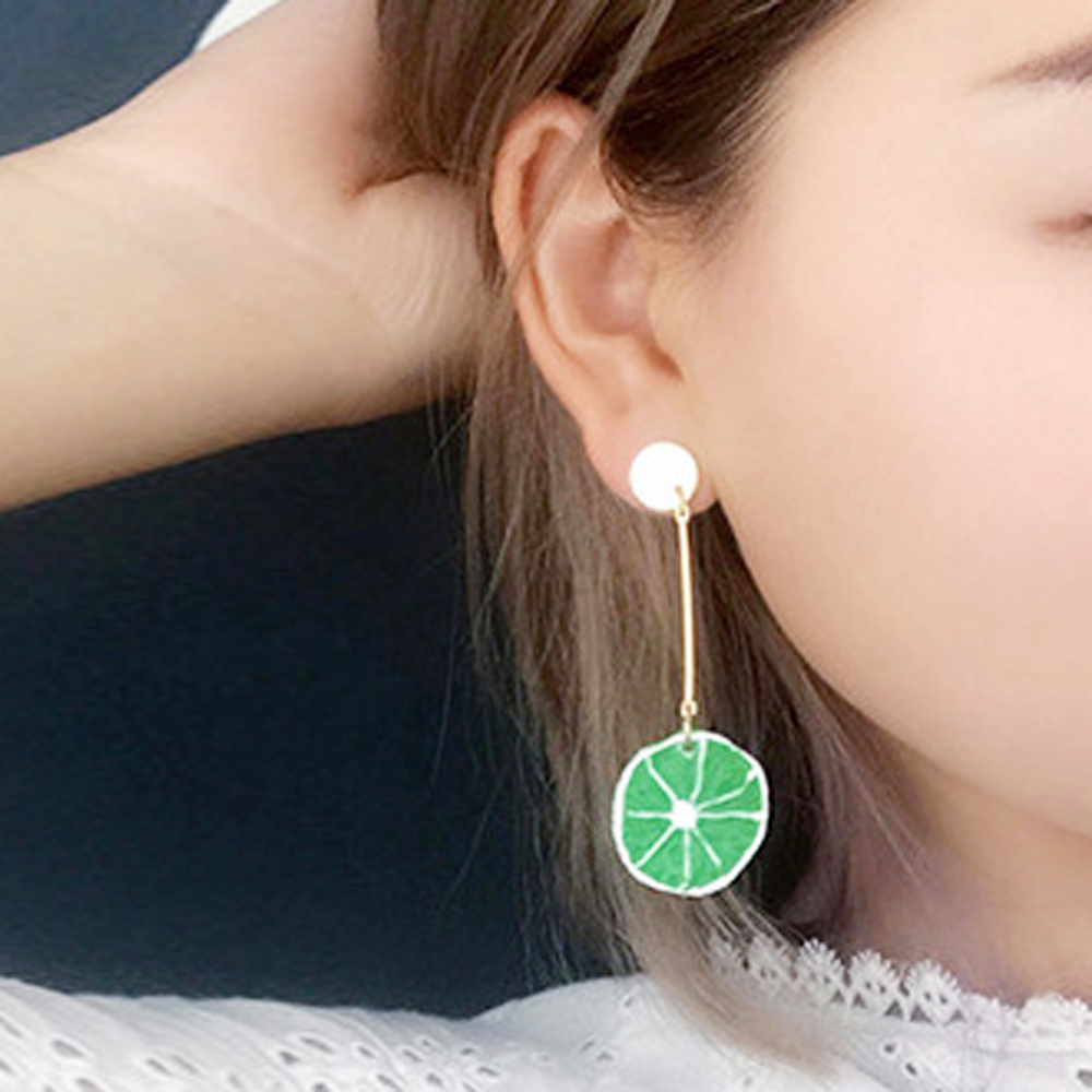 [ER128]러블리 레몬팬던트 롱패션귀걸이