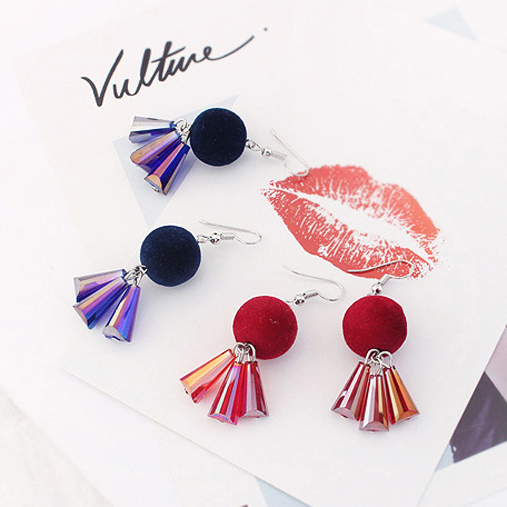 [ER113]컬러 포인트 러블리 큐빅태슬귀걸이