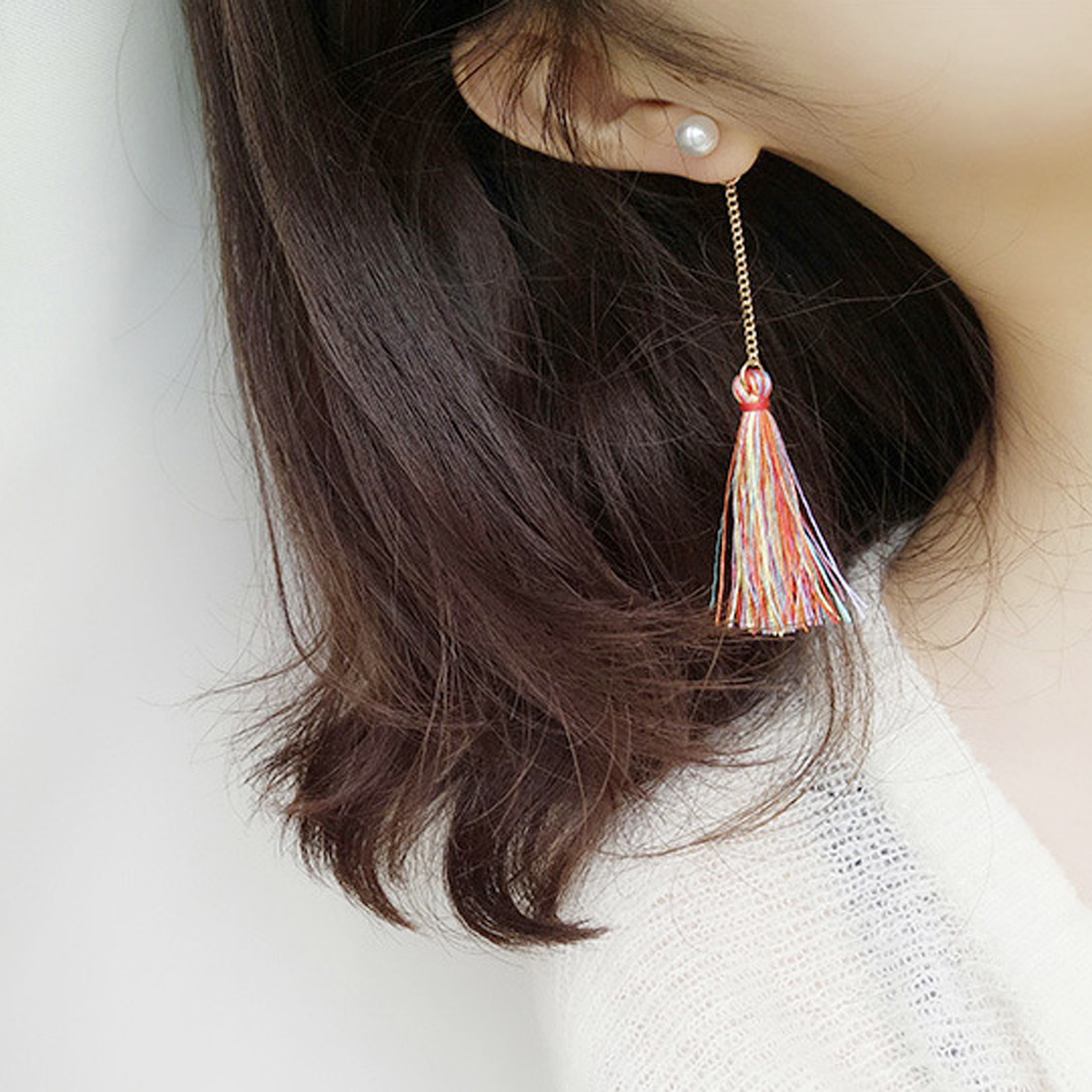 [ER209]롱 체인 진주팬던트 태슬귀걸이