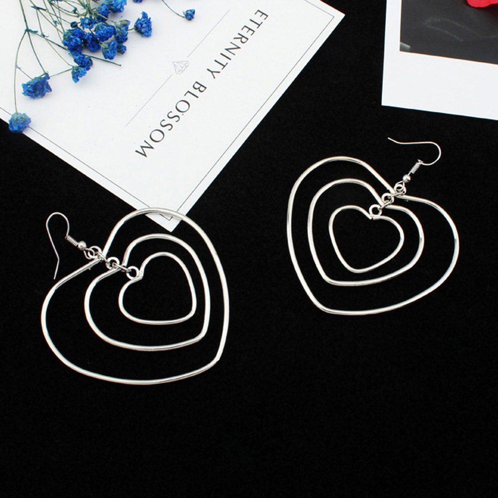 [ER130]하트 더블 팬던트 포인트 패션귀걸이