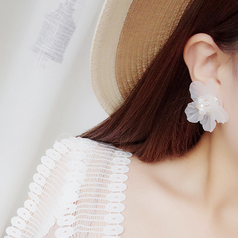 [ER410]플로랄 시스루 빅 패션귀걸이