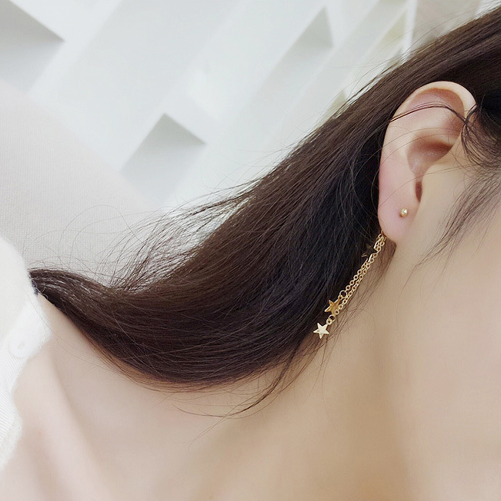 [ER210]스타별 팬던트 포인트 체인귀걸이