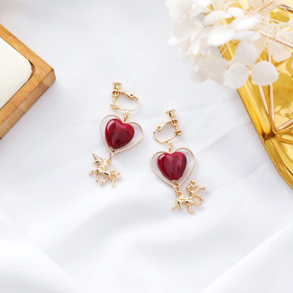 [ER443]레드하트 팬던트 귀찌클립