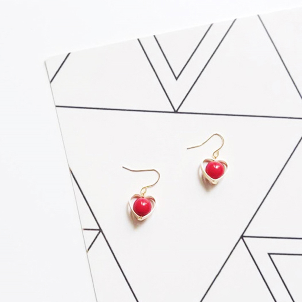 [ER302]열매 포인트 하트 팬던트 귀걸이