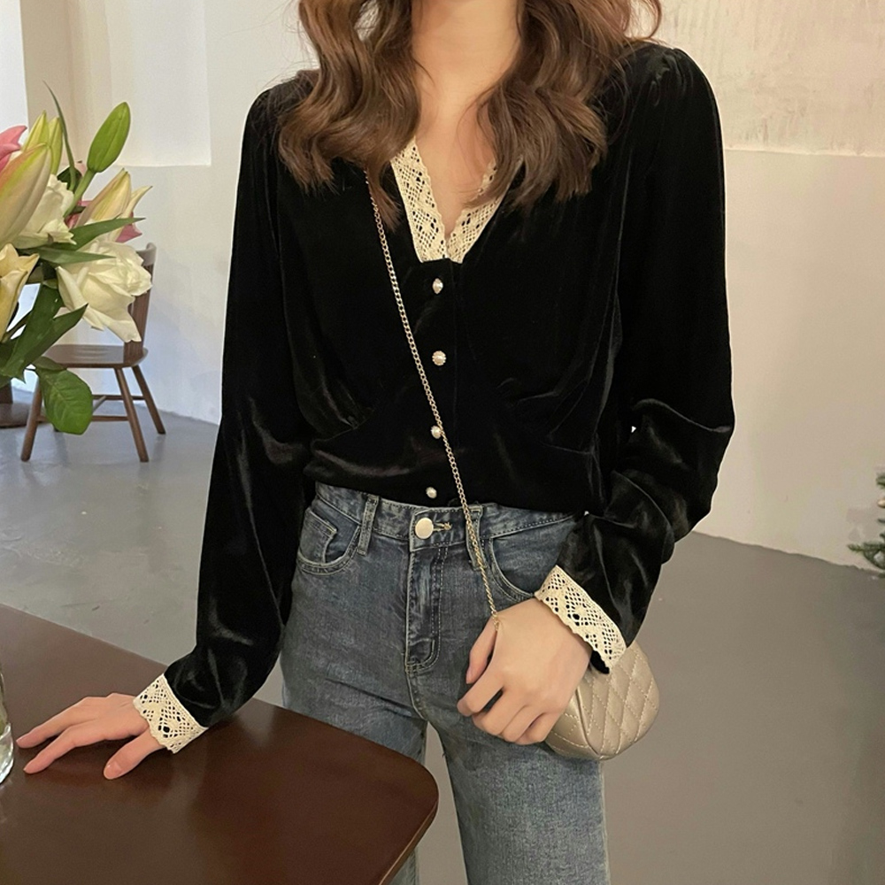 [NU812]베일리 벨벳 블라우스