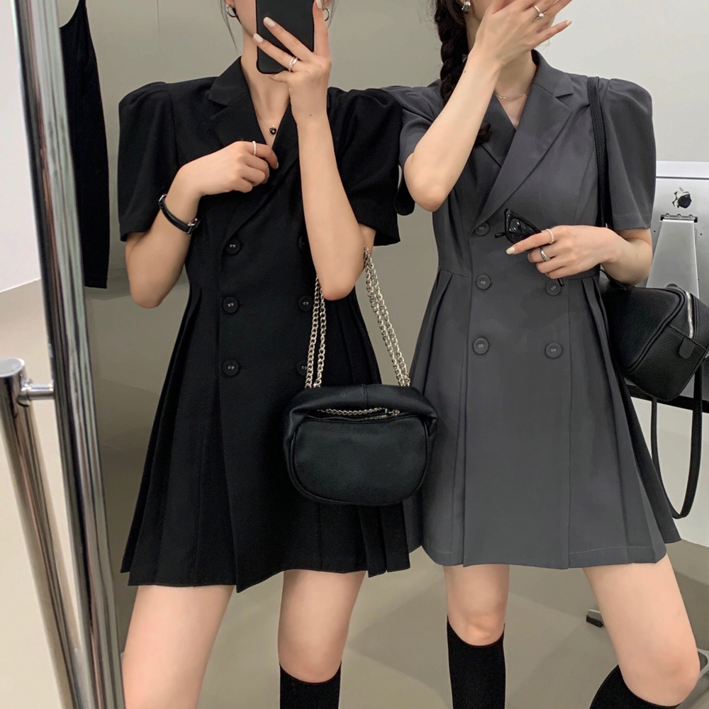 [AB914]차노피 더블버튼 자켓 미니 원피스