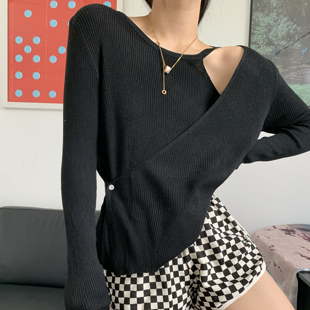 [BC031]키우 사선언발 랩 니트