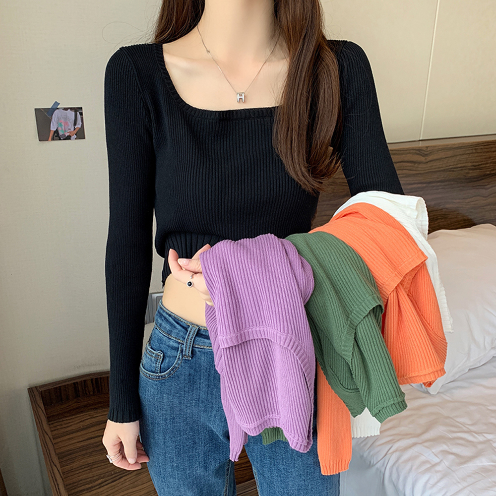 [BC068]주해 스퀘어넥 골지 니트