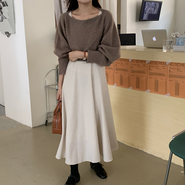 [AB199]로렐 크롭 니트+롱원피스 set