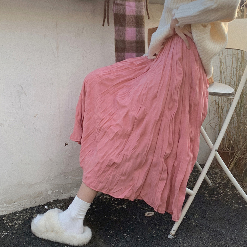 [BC891]메아리 플리츠 주름 롱스커트