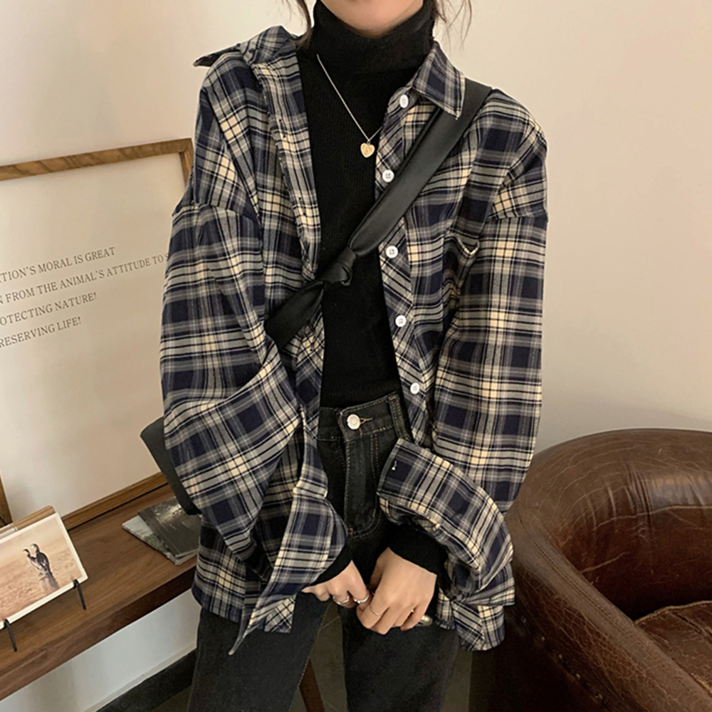 [BC903]리시안 루즈핏 체크 셔츠