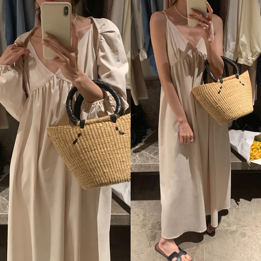 [CD252]햅번 가디건+롱원피스 세트