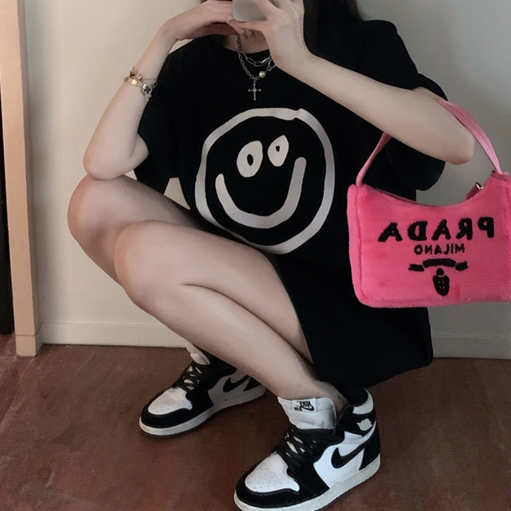 [CD407]데일리 스마일 오버핏 반팔 티셔츠