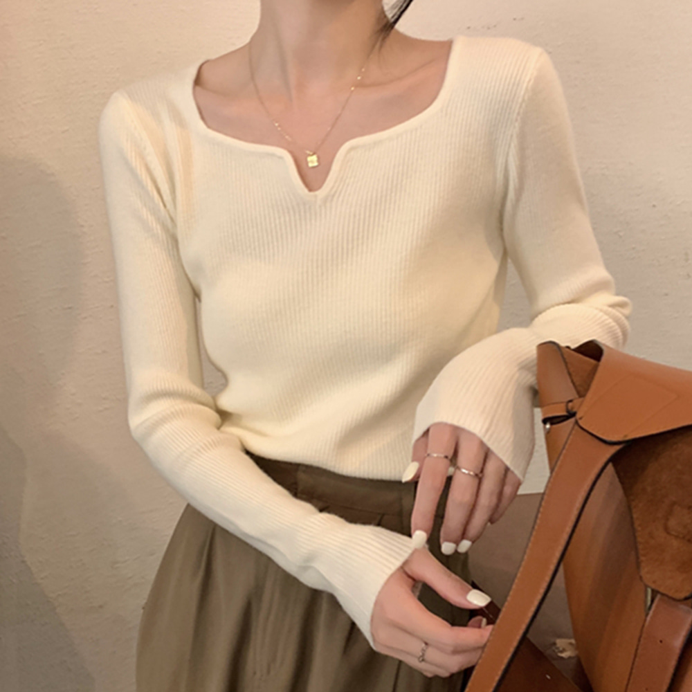 [CD834]프렌치 스퀘어넥 니트 티셔츠