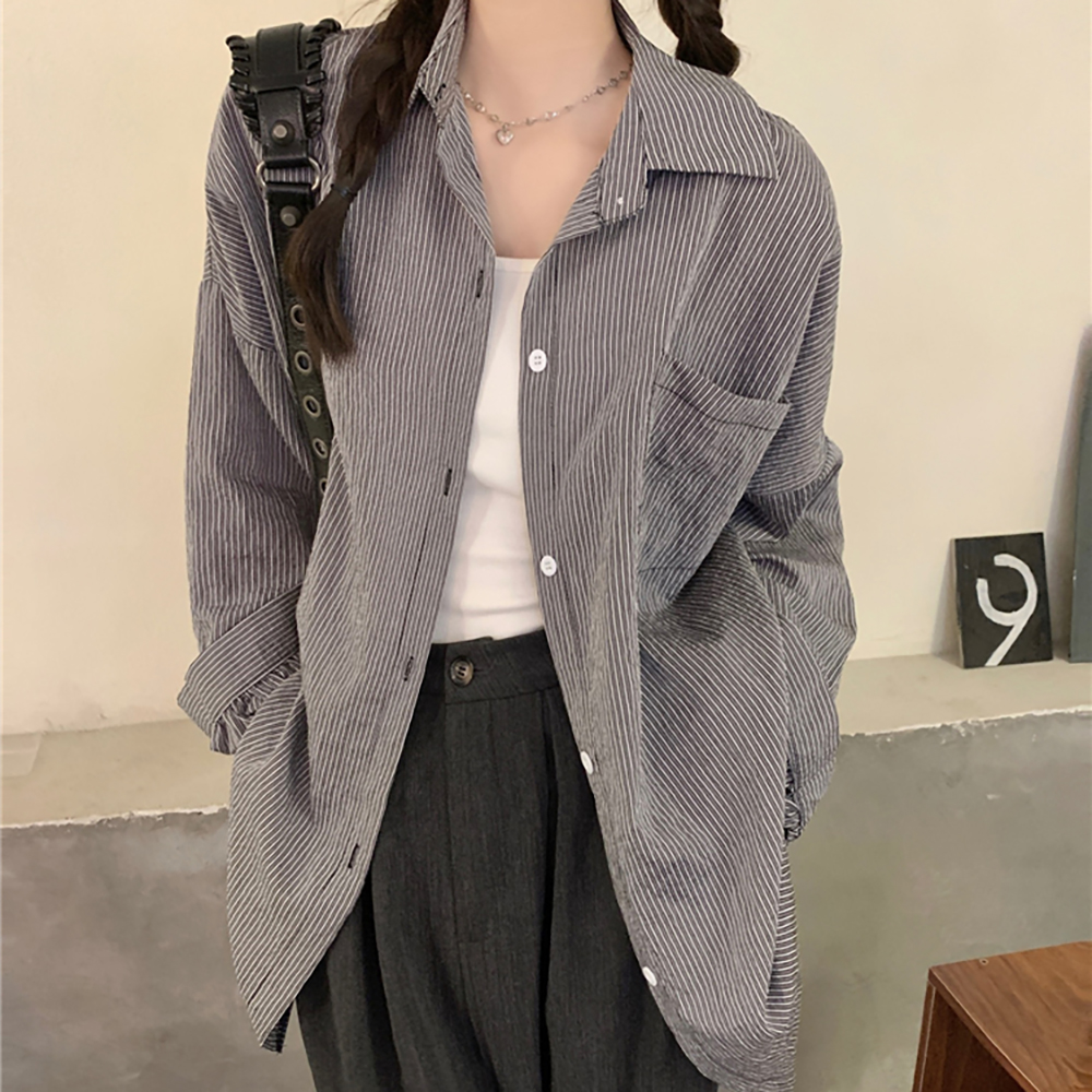 [CD907]시아 스트라이프 루즈핏 셔츠