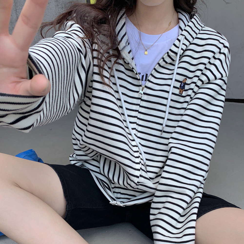 [CD920]베비베 곰돌이 자수 후드 집업