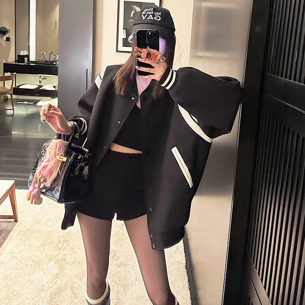 [CD954]허슬 루즈핏 베이스볼 점퍼