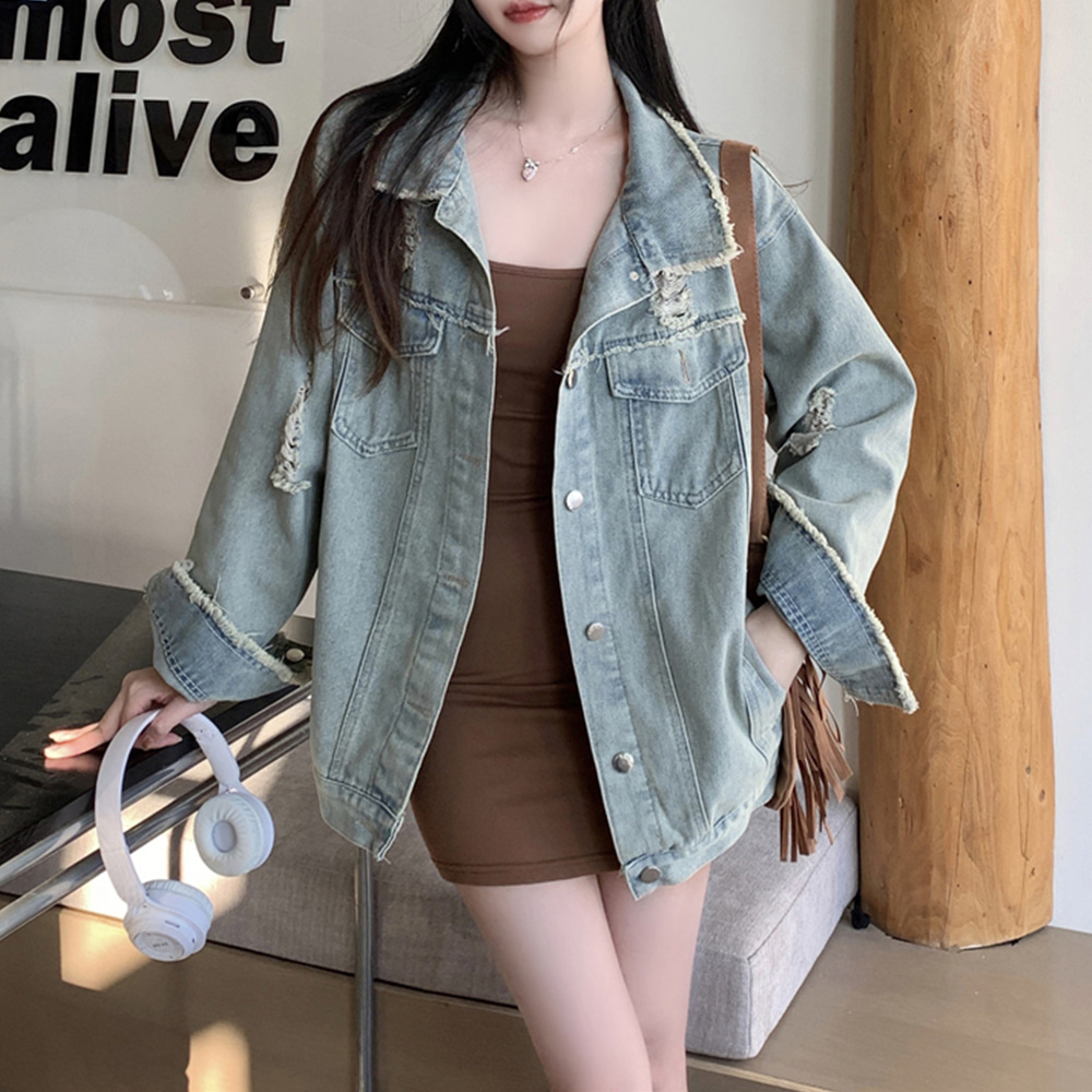 [DE241]엘런 데미지 루즈핏 데님자켓