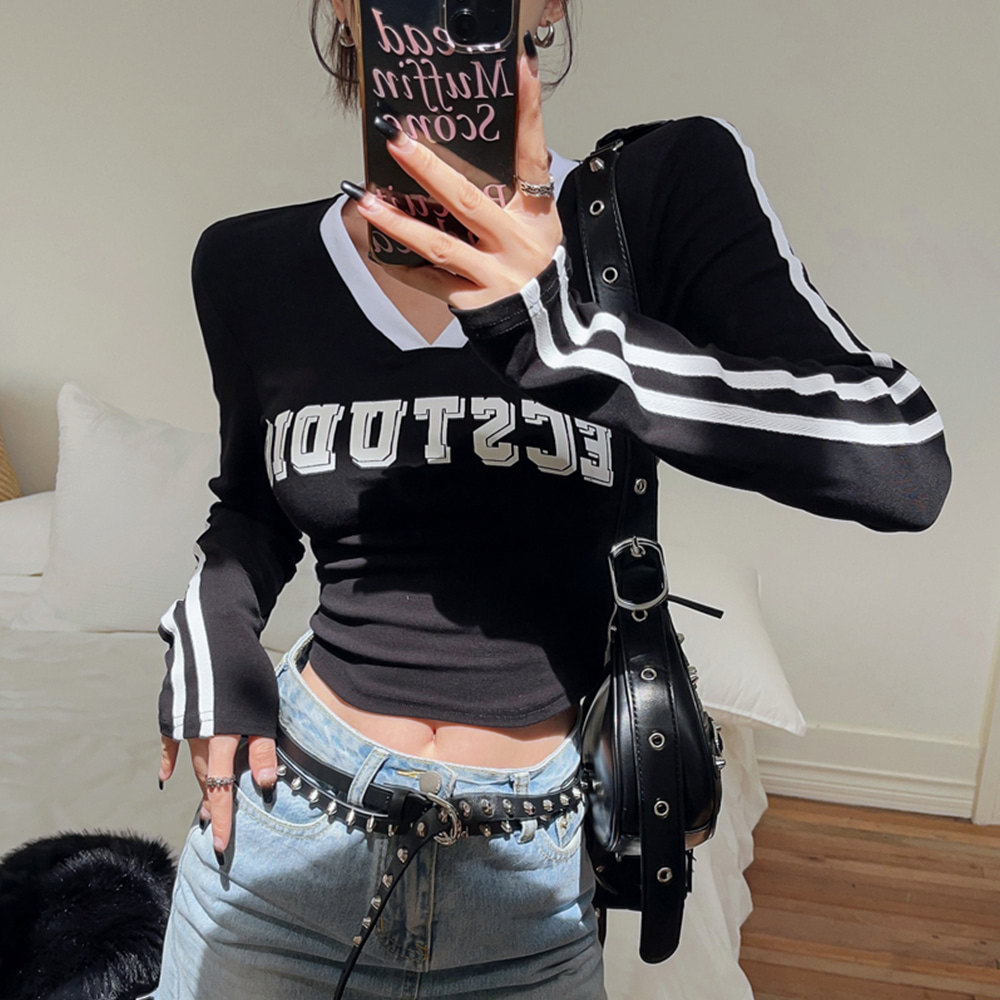 [DE284]페난 블록코어 크롭 티셔츠