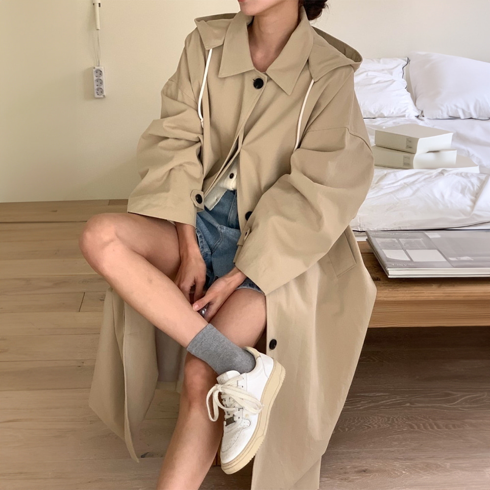 [DE312]윈디 탈부착 루즈핏 후드 코트