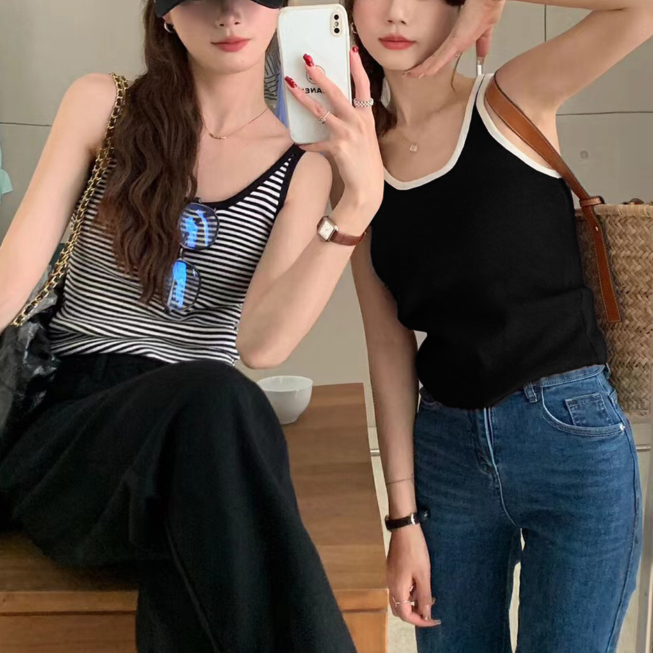 [DE359]티티 배색 니트 나시