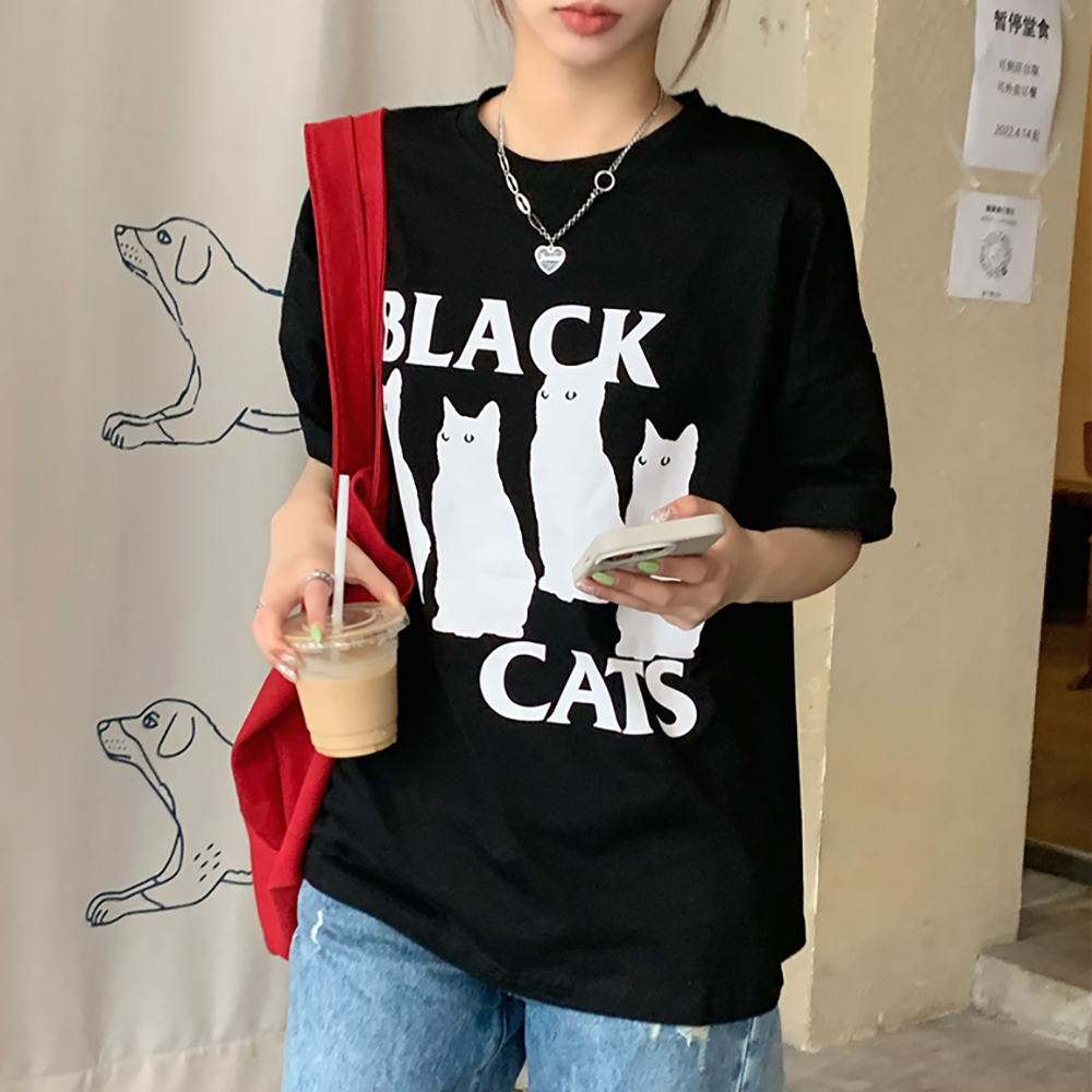[DE372]블랙캣 고양이 반팔 티셔츠