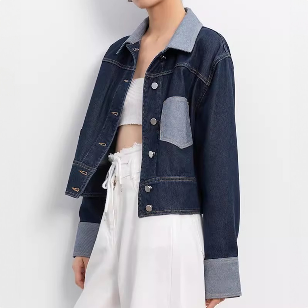 [DE401]벤자민 배색 데님 자켓