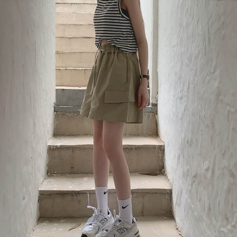 [DE408]워크 포켓 밴딩 반바지