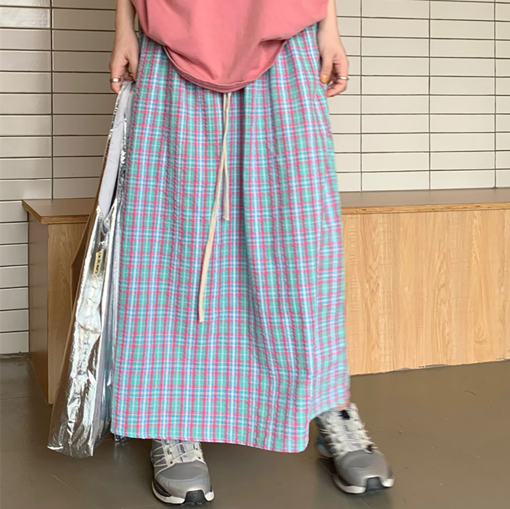 [DE462]테이크 체크 밴딩스커트