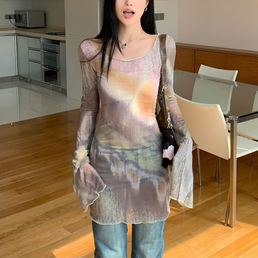 [DE463]버터 나염 긴팔티셔츠