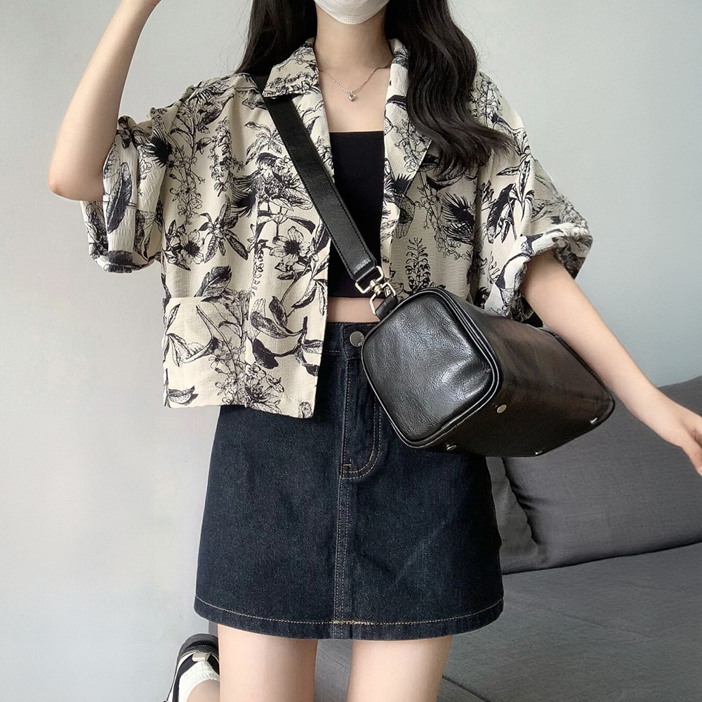 [DE467]트로피컬 패턴 셔츠