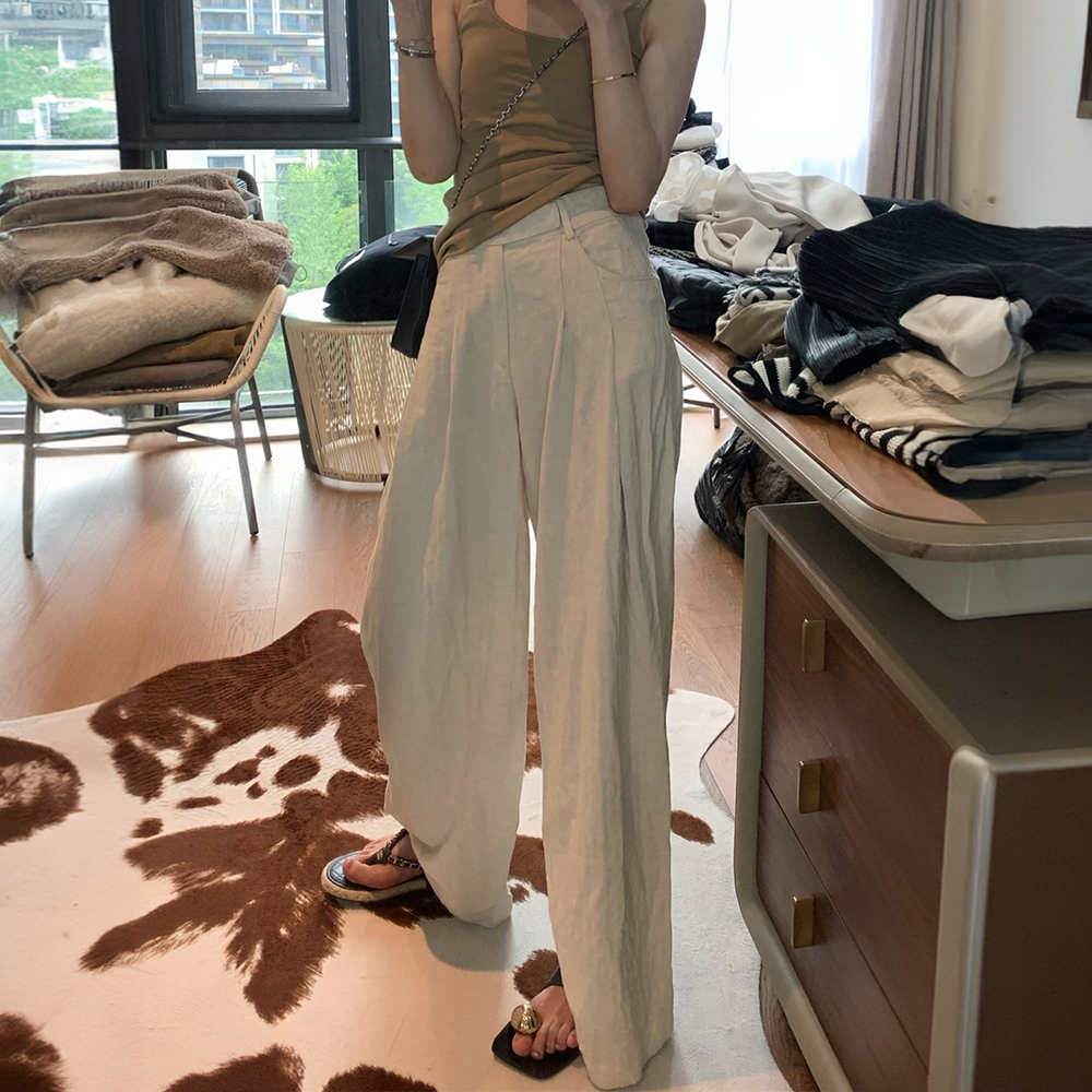 [DE501]린넨 뒷밴딩 썸머 와이드팬츠