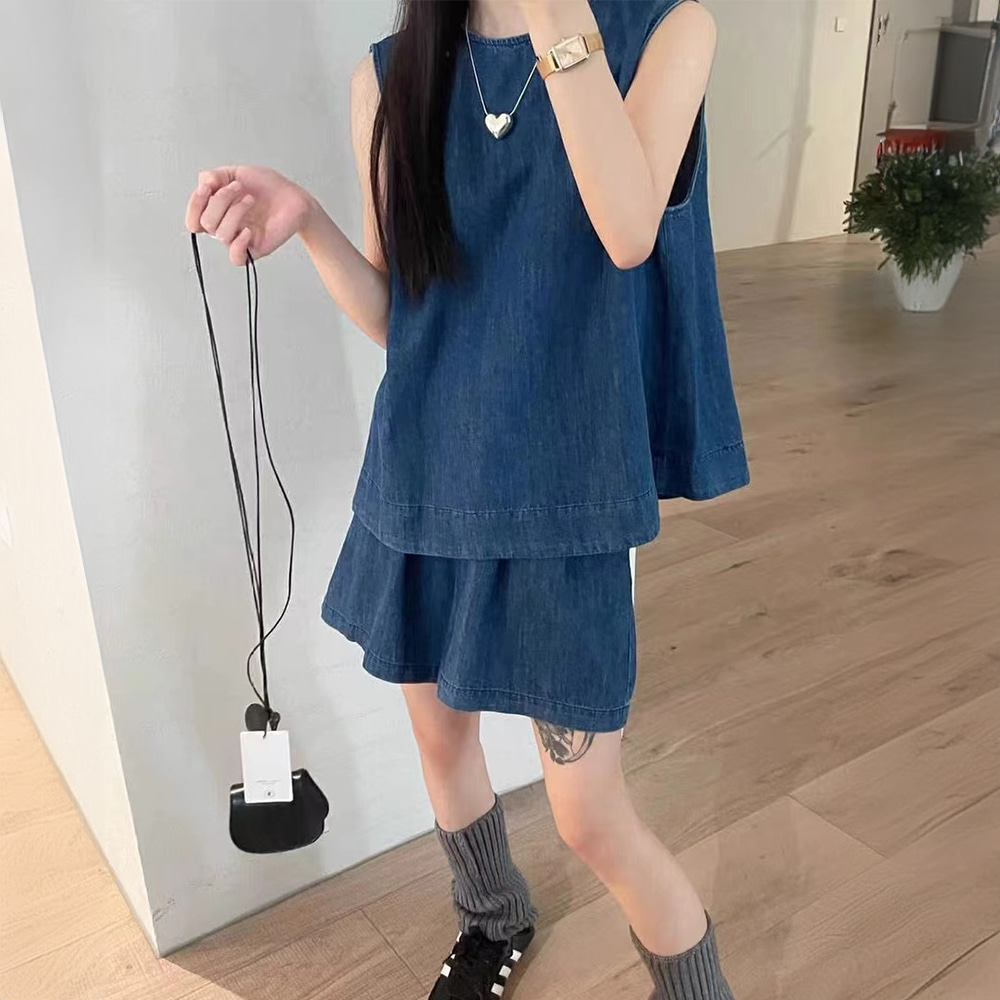 [DE526]리비 숏데님 투피스세트