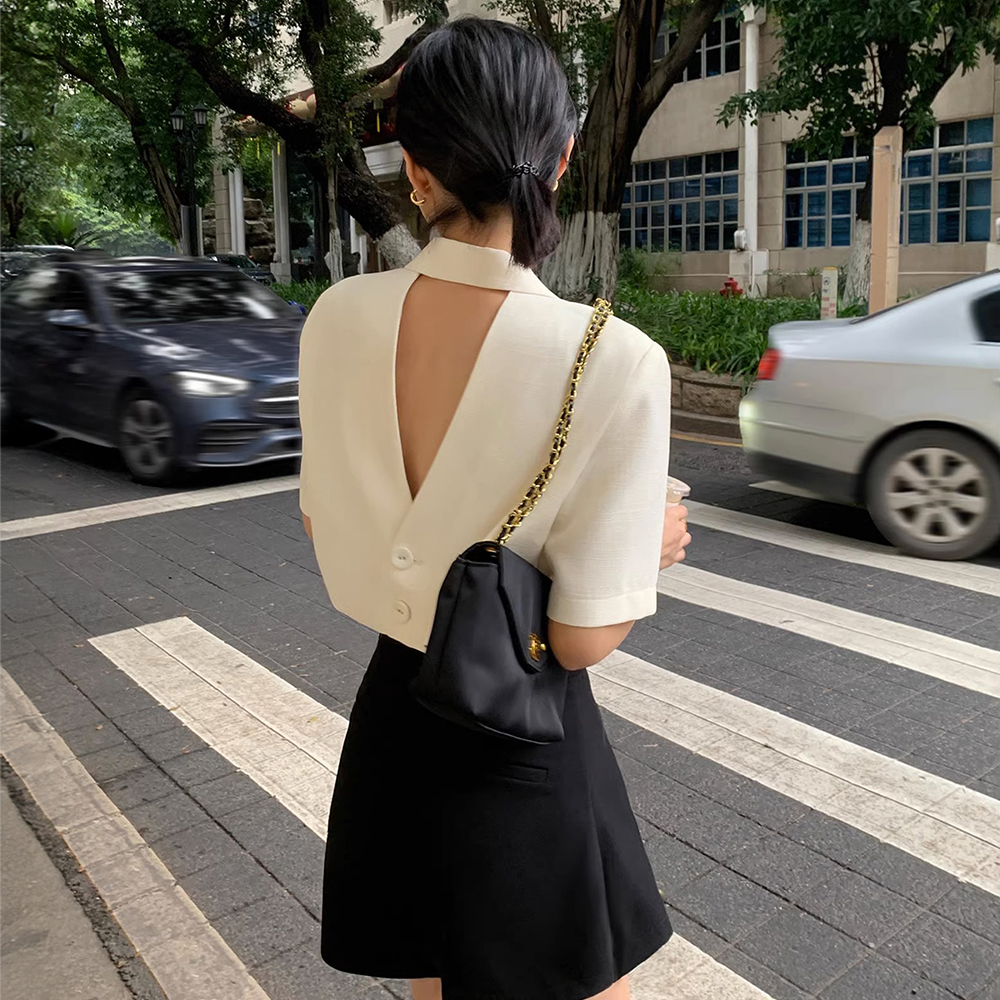 [DE567]심플리 백오프 크롭 반팔자켓