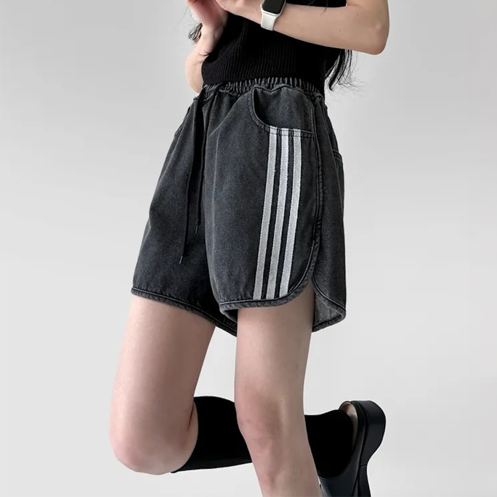 [DE576]쓰리라인 밴딩 데님 반바지