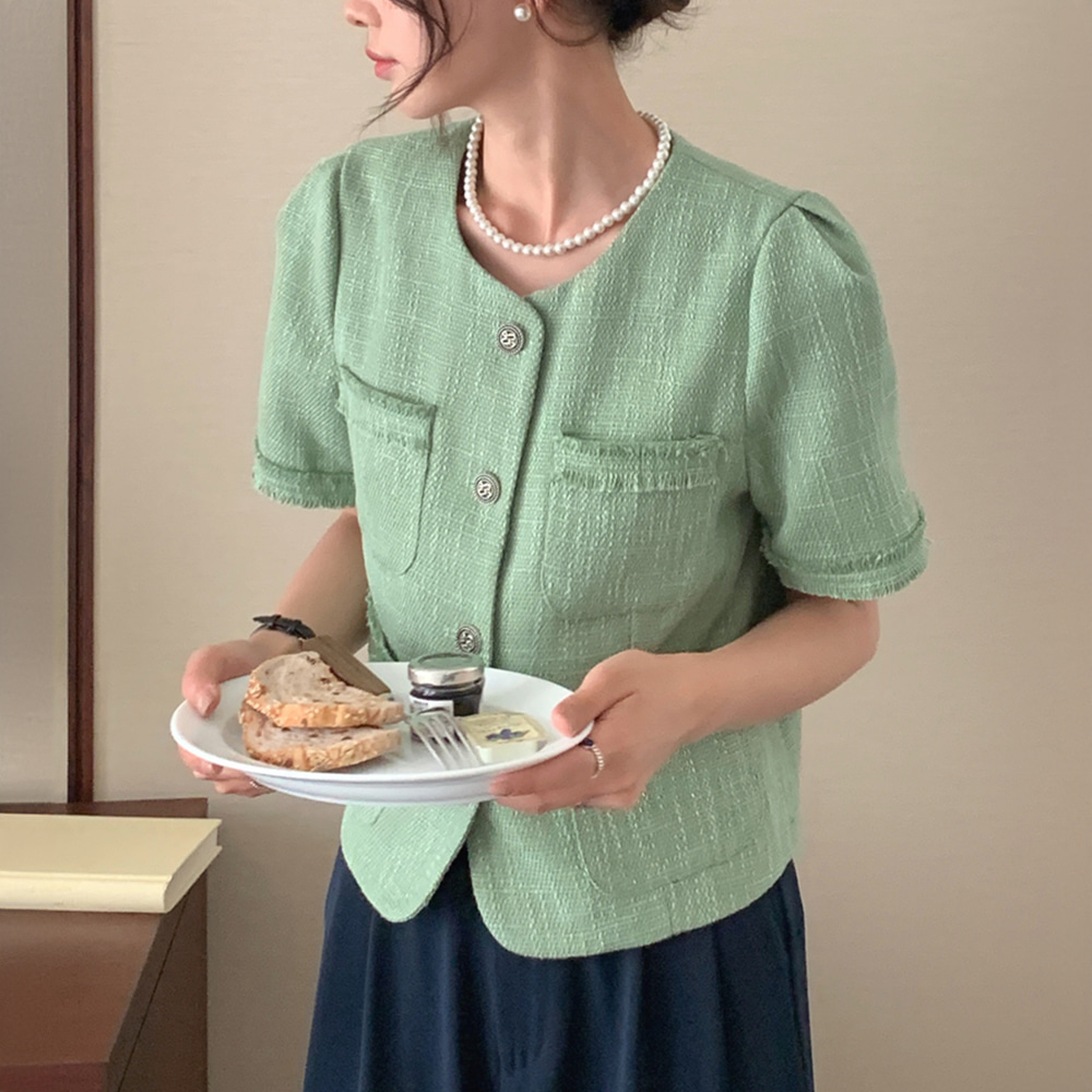 [DE638]아워즈 트위드 반팔자켓