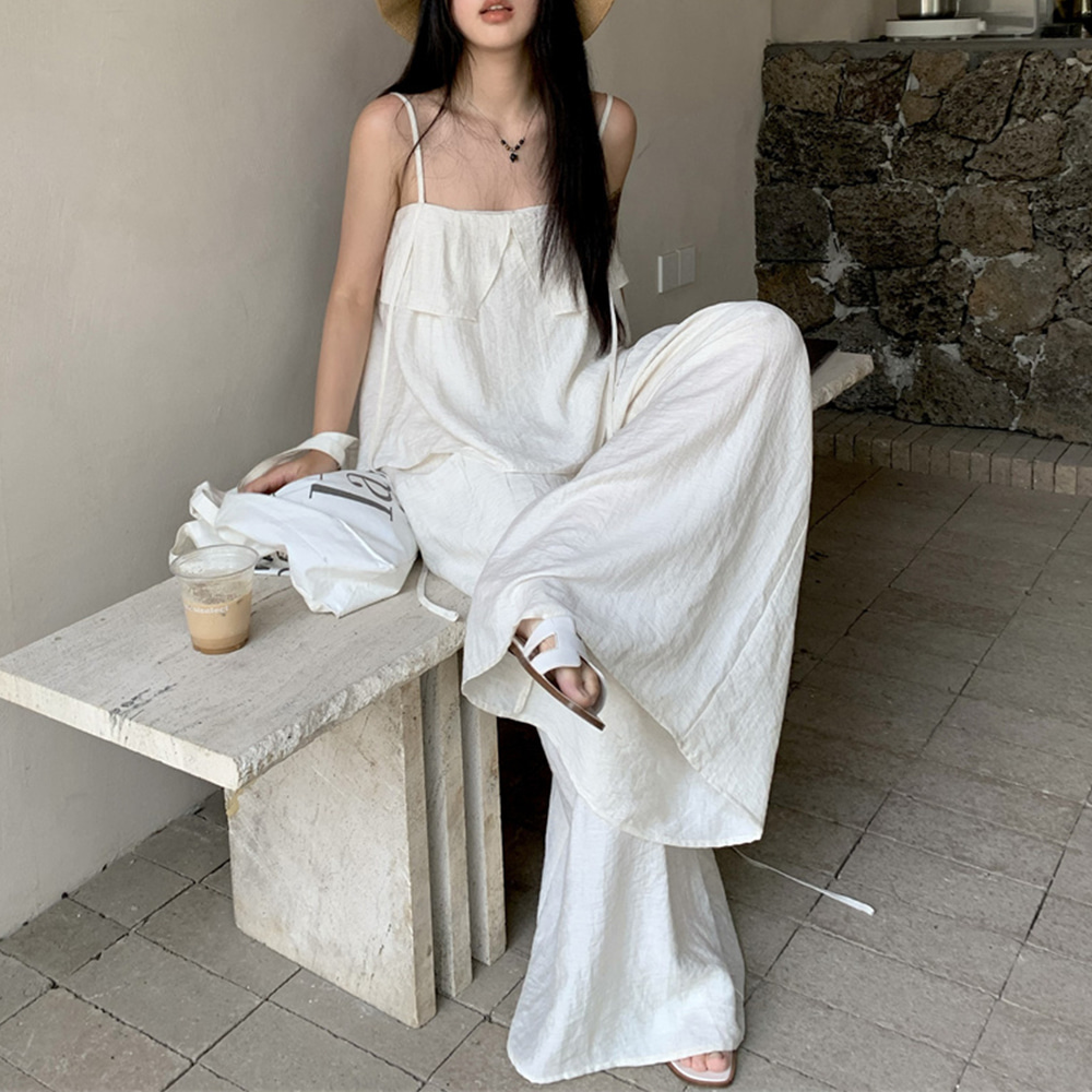 [DE641]글로리 슬리브리스+와이드팬츠 세트