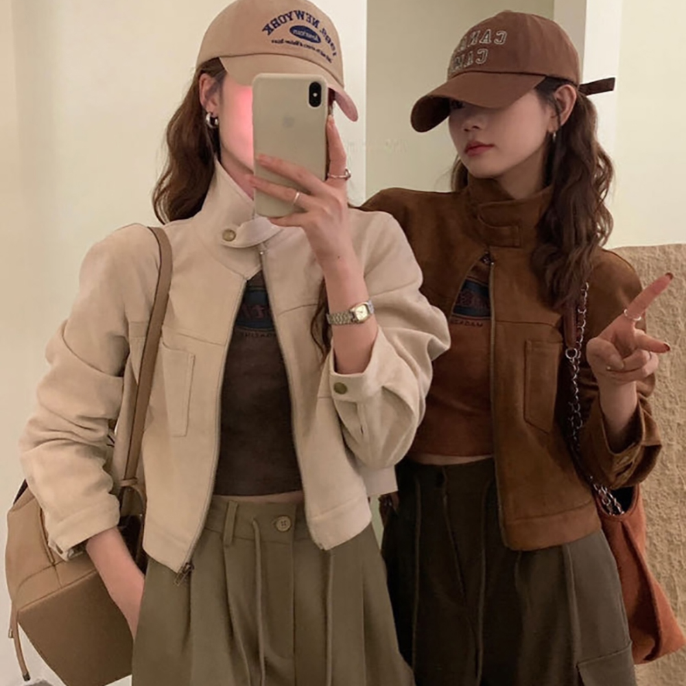 [DE698]캠멜 스웨이드 숏자켓