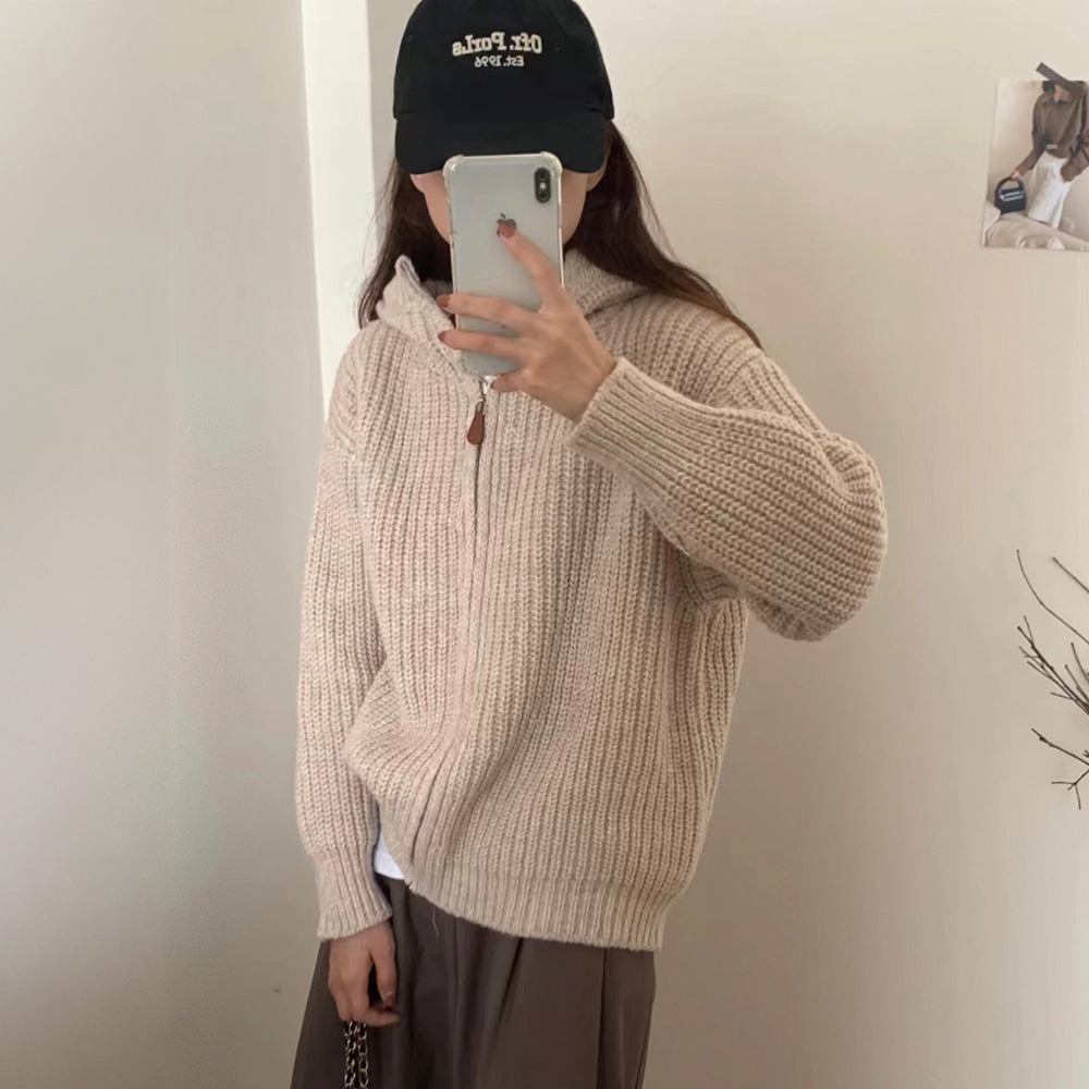 [DE793]라미스 후드 집업 니트 가디건