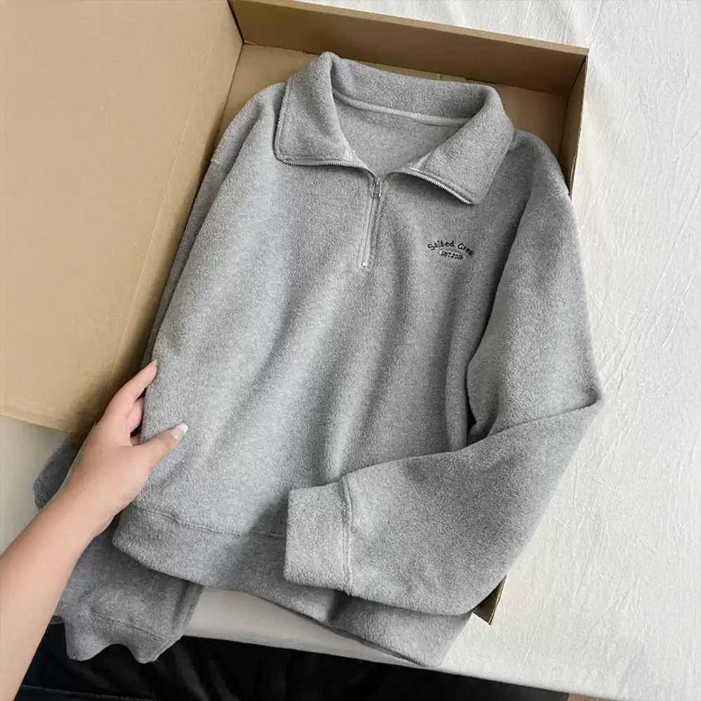 [DE850]솔티드 반집업 카라 니트