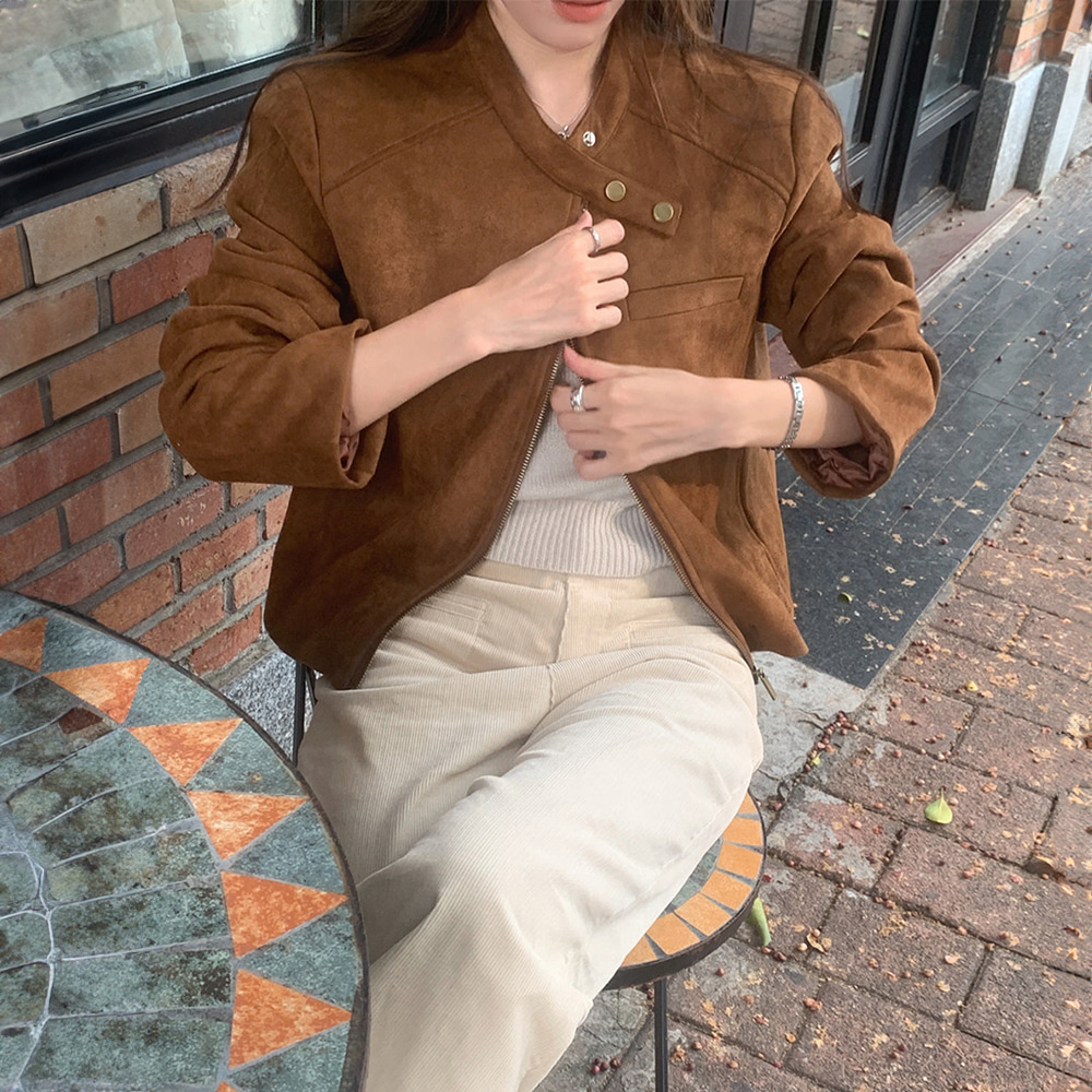 [DE852]아콤 스웨이드 크롭자켓