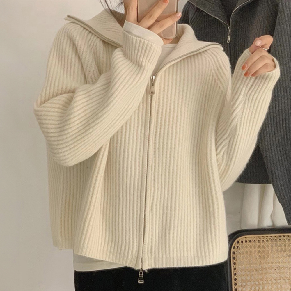 [DE853]코넬 카라 니트 집업