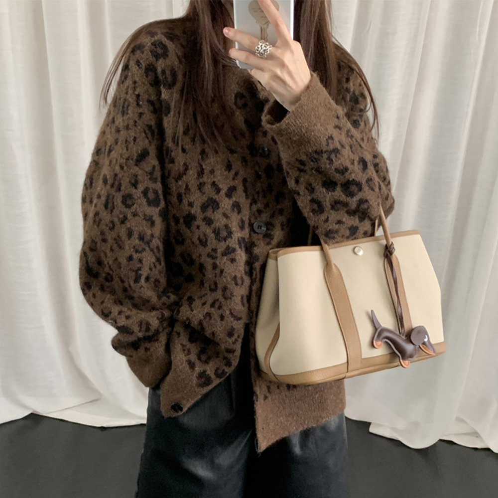 [DE884]미야오 레오파드 니트 가디건