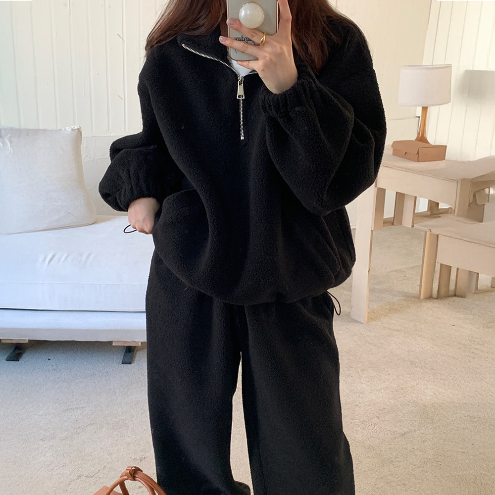 [DE893]그레인 뽀글이 반집업 트레이닝세트