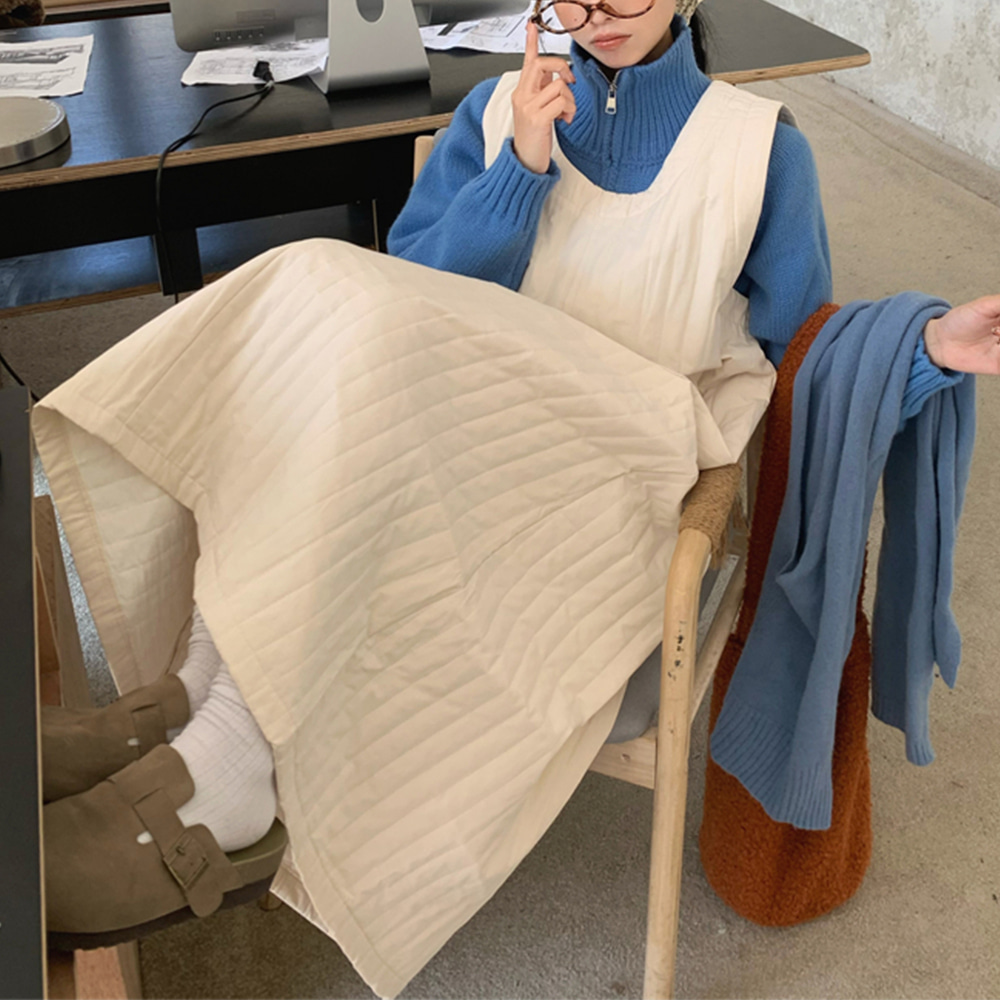 [DE922]에이프런 누빔 롱원피스