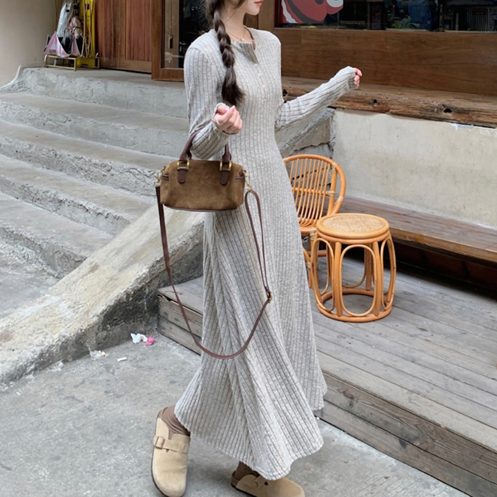 [DE933]밀리언 골지 니트 롱원피스