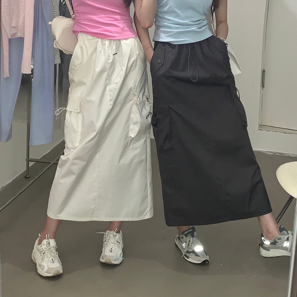 [DE974]포엠 바스락 카고 롱스커트