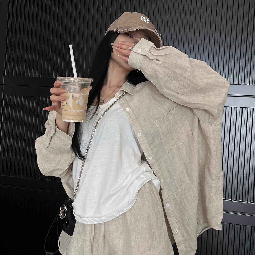 [DE989]루미네 린넨 루즈핏셔츠